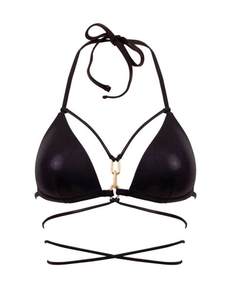 Black Push Up Triangle Bikini Top With Golden Chains S Vivien Vance