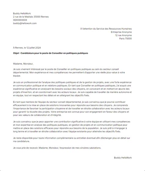 Exemple Lettre De Motivation Conseil Departemental Hellowork