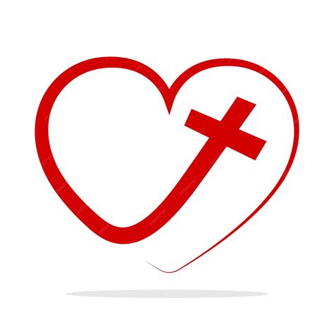 Icono De Cruz Cristiana En Forma De Corazón Símbolo De Religión