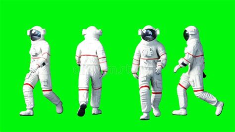 Astronaut Walking Green Screen Realistic 4k Animation Stock Video