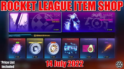 Rocket League Item Shop July Rl Item Shop Today Youtube