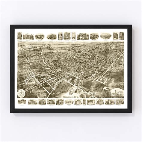 Vintage Map of Middletown, New York 1921 by Ted's Vintage Art