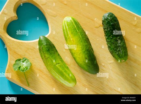 Flat Lay Composition With Cucumbers Cucumbers Background Stock Photo