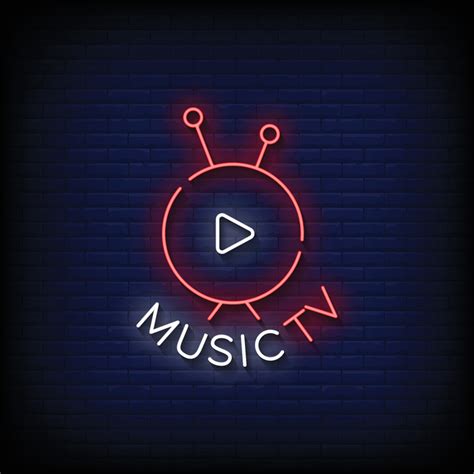 Neon Sign music tv with Brick Wall Background Vector 10268763 Vector ...