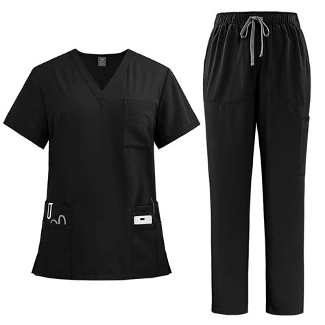 Difdany Nursing Scrubs For Women Set V Neck Short Sleeve Top And Jogger