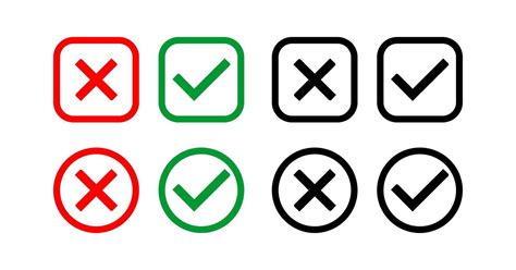 Set Of Yes And No Or Right And Wrong Or Cross Mark And Check Mark