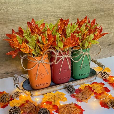 Fall Mason Jar Centerpieces - Etsy