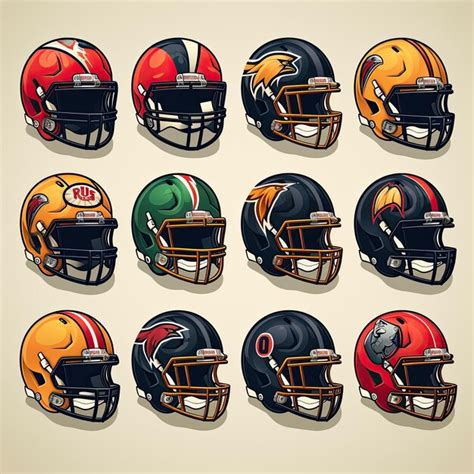 Premium Photo | Icon set of American football helmets A collection of ...