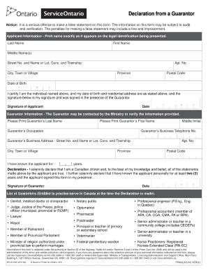 Fillable Online Forms Ssb Gov On Declaration From A Guarantor Forms