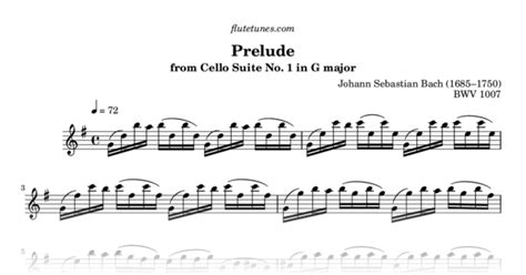 Prelude From Cello Suite No 1 In G Major J S Bach Free Flute