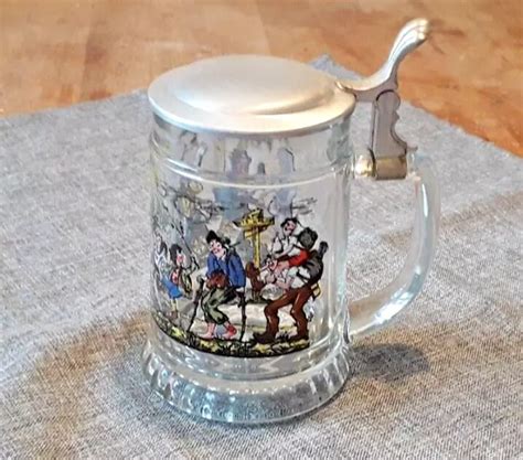 Original Er Jahre Alter Bierkrug Bier Seidel Humpen Mit Zinndeckel