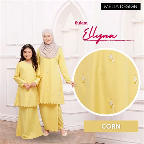 By Melia Design Baju Hot Raya Kurung Moden Sulam Biku Murah