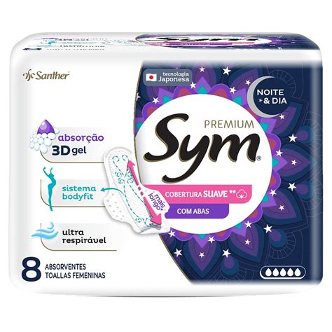 Absorvente Abas Noite e Dia Ultra Respirável Suave Sym Premium