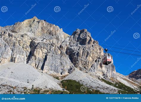 Cable Car To the Lagazuoi, from Falzarego Pass, Dolomites, Italy Stock ...