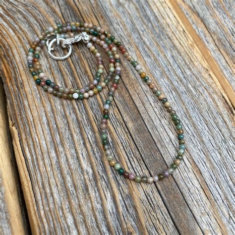 Colorful Beaded Necklace Natural Stone Necklace Tiny Bead Etsy