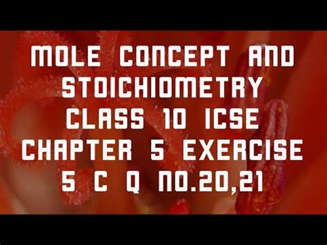 Mole Concept And Stoichiometry Class Icse Chapter Exercise C Q