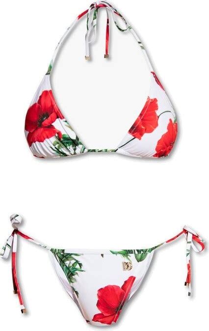 Dolce Gabbana Poppy Print Triangle Bikini ShopStyle Two Piece Swimsuits