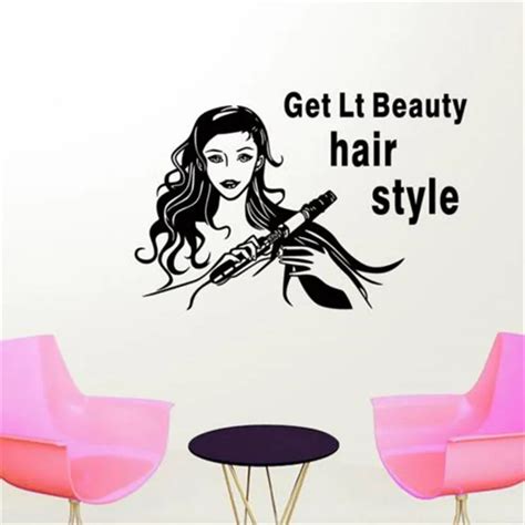 Hairdresser Sex Girls Lady Hair Salon Wall Sticker Hair Cutting Wall Decal Hairdressing Shop