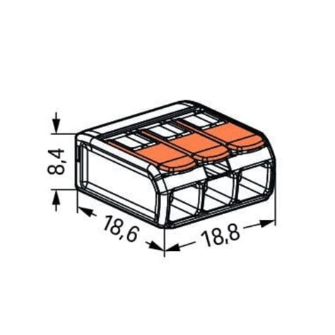 Conector Para Flex 3p 32a 450v Ate 4mm Rig Com 50 Pecas Wago