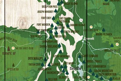 washington state park map wall art  wa state world vibe studio