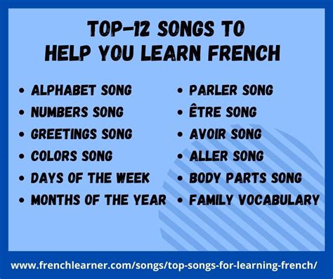 12 Songs For Learning French FrenchLearner