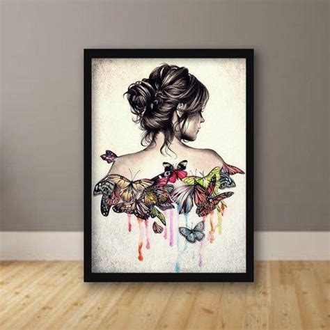 Quadro Decorativo Mulher Metamorfose C Moldura E Vidro A4 Elquadro