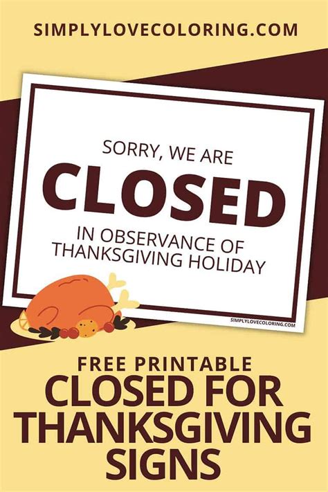 Free Printable Closed For Thanksgiving Signs Pdf Printables