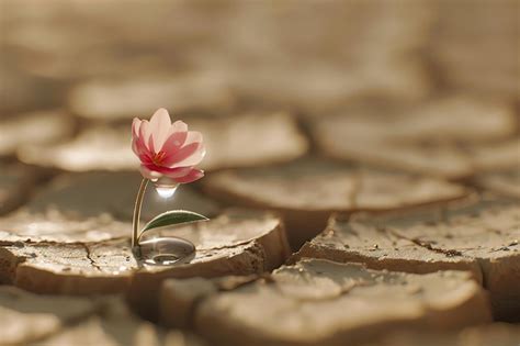 Premium Photo Desert Bloom A Pristine Raindrop Falls On A Cracked