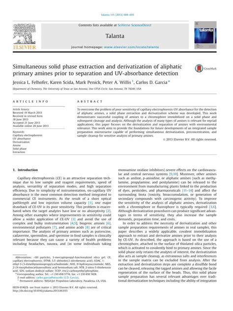 Pdf Simultaneous Solid Phase Extraction And Derivatization Of