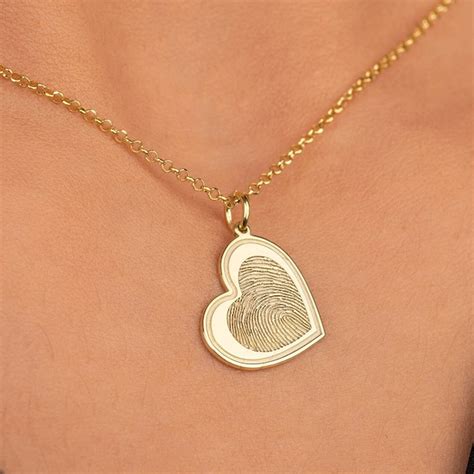 Memorial 10k Gold Fingerprint Necklace Etsy