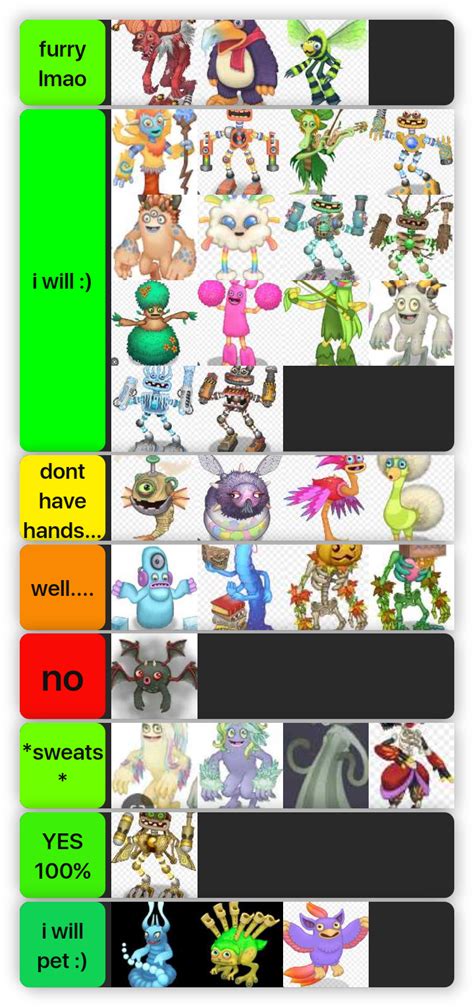 Msm Monsters That I Would Hug Tier List Because I Have Nothing To Do And I Got No Friends