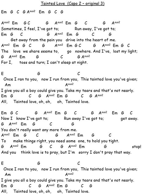 Tainted Love Guitar Chords