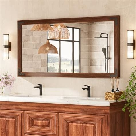 Amazon TETOTE 48x24 Inch Wooden Frame Mirror For Bathroom Wall