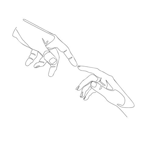 Premium Vector Hands Touching One Line Drawing Continuous Line Modern