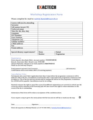 Fillable Online Exactech BExactechb Workshop Registration Form Fax