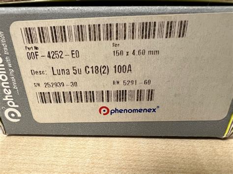 Phenomenex 00f 4252 E0 Luna 5 µm C18 2 100 Å Lc Column 150 6 Mm For