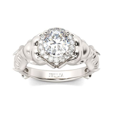 Jeulia Halo Rotondo Taglio Anello Elefante In Argento Sterling