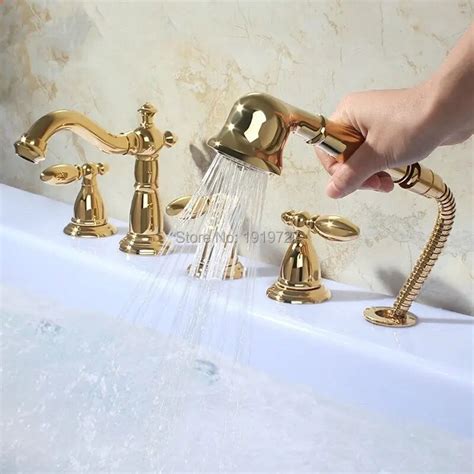 High Quality Luxury Brass 5pcs Roman Bathtub Shower Faucet Widespread