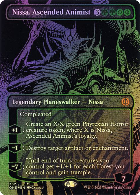 Nissa Ascended Animist 362 Borderless Oil Slick Foil Phyrexia