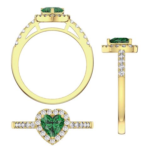 Eternity 1ct Emerald Heart Diamond Halo 18ct Yellow Gold Engagement