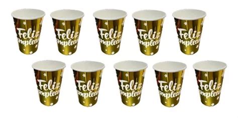 Pack X Vasos Desechables Decoraci N Vaso Cumplea Os Dorado Cuotas