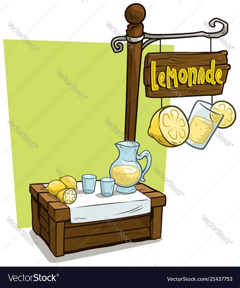 Cartoon Lemonade Vendor Booth Market Wooden Stand Vector Image