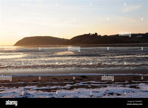 Frosty Sunset Across The Towy Estuary Towards Llanstephan Castle