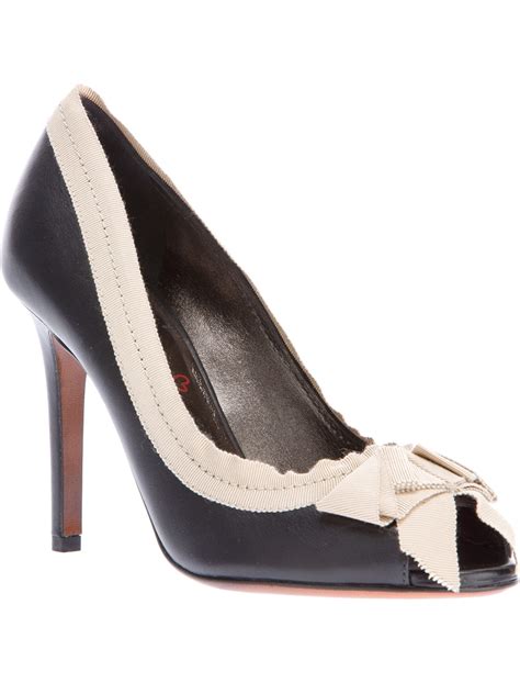 Lanvin Peep Toe Pumps in Black - Lyst