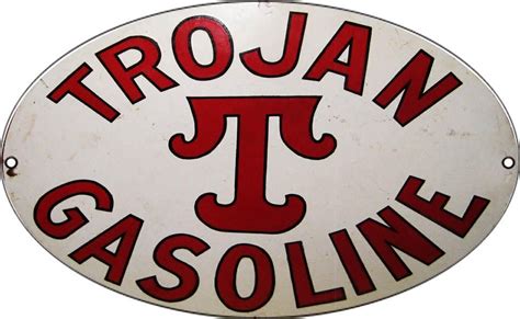 Trojan Gasoline Sign 11 X 18 Inch Oval 24 Gauge Metal Usa Made