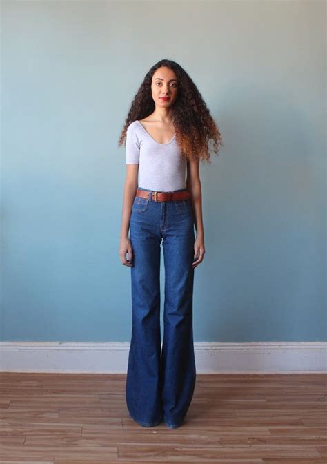 High Waisted Bellbottom Jeans High Waist 70s Chemin De Fer Etsy