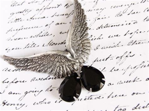 Gothic Angel Wings Earrings Goth Jewellery Black Swarovski Etsy