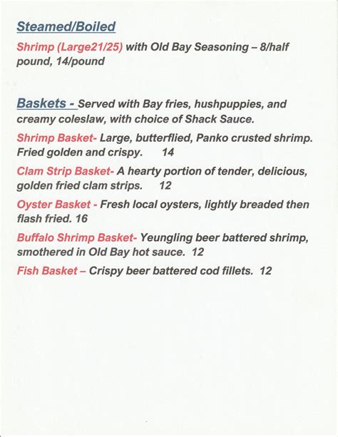 Fresh Market Menu