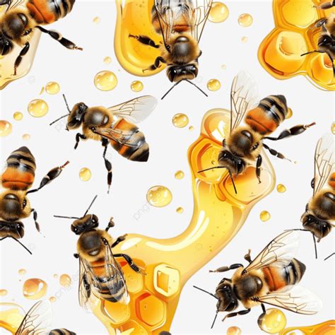 Abeja Y Miel De Patrones Sin Fisuras PNG Dibujos Abeja Miel