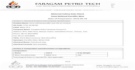 Material Safety Data Sheet Semi Refined Paraffin Wp Content Uploads Fpt